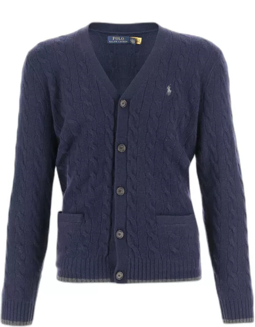 Polo Ralph Lauren Wool And Cashmere Cardigan With Logo