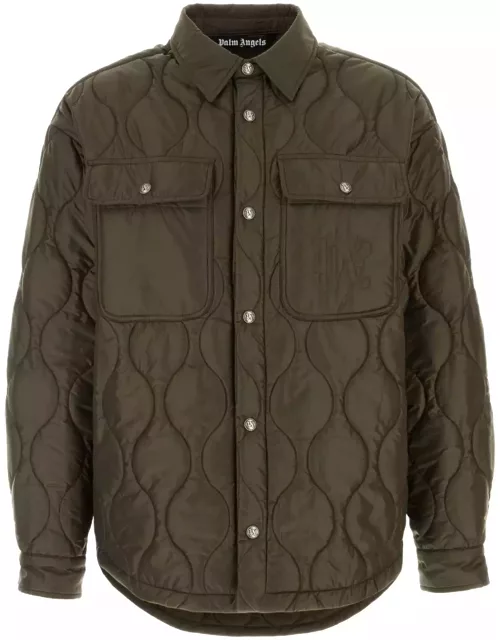 Palm Angels Army Green Polyester Padded Jacket