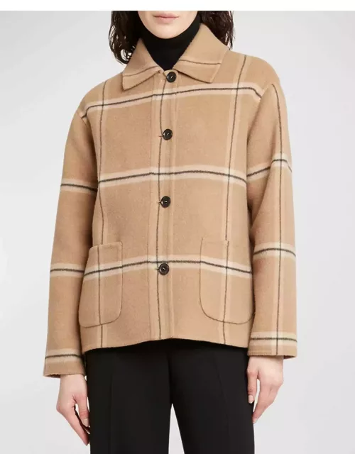 Plaid Cashmere Single-Breasted Jacket