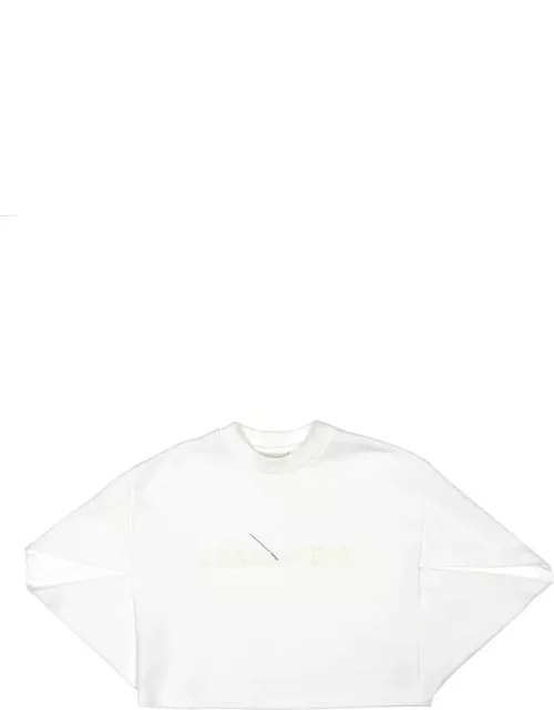 Fendi White Crop Top With Logo Lettering