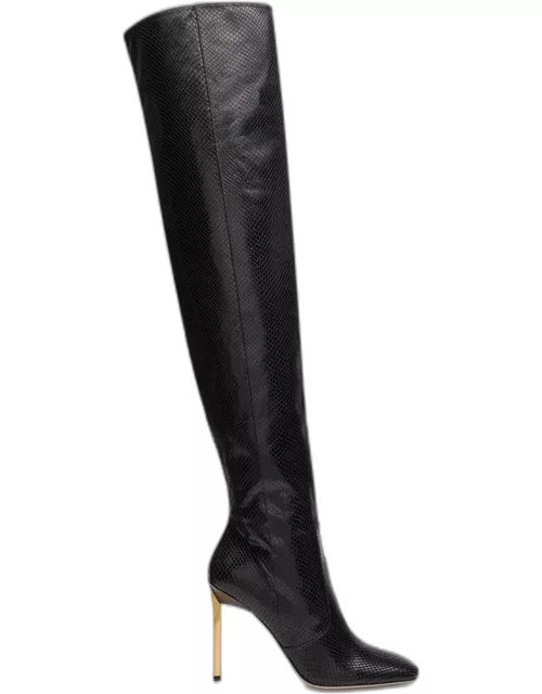 Python-Embossed Stiletto Over-The-Knee Boot