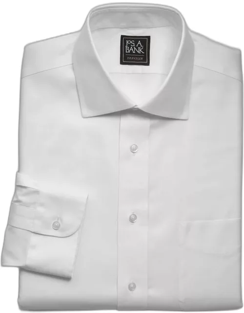 JoS. A. Bank Big & Tall Men's Traveler Collection Traditional Fit Spread Collar Dress Shirt , White