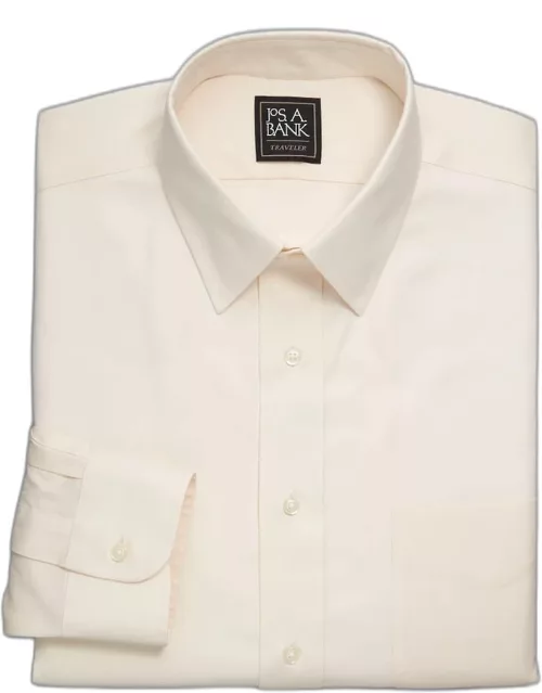 JoS. A. Bank Big & Tall Men's Traveler Collection Traditional Fit Point Collar Dress Shirt , New Ecru