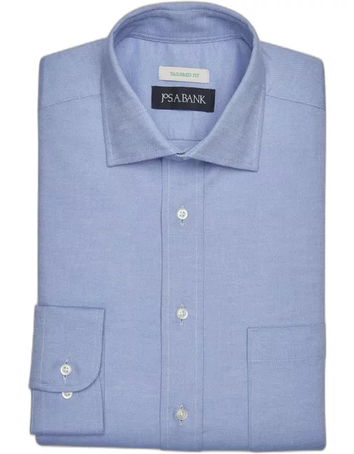 JoS. A. Bank Men's Tailored Fit Oxford Dress Shirt, Blue, 16 X 32