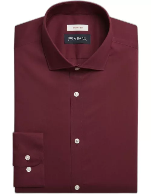 JoS. A. Bank Men's Skinny Fit Dress Shirt, Dark Red, 17 X 34