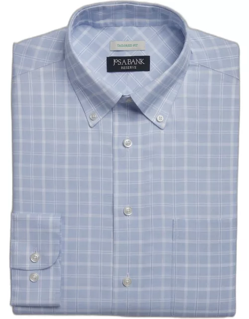 JoS. A. Bank Big & Tall Men's Reserve Collection Tailored Fit Plaid Dress Shirt , Lavender, 18 1/2 X 34