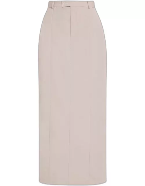 Long Side Ribbed Wool Skirt