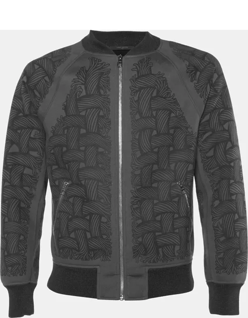 Louis Vuitton Grey Printed Jersey Zip Up Bomber Jacket