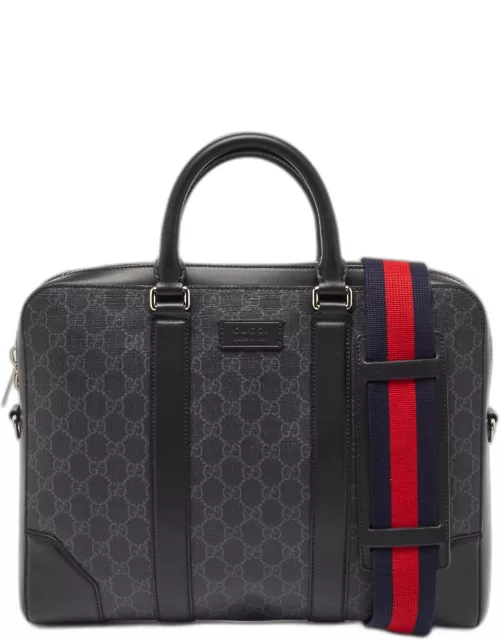 Gucci Black GG Supreme Canvas and Leather Briefcase Bag