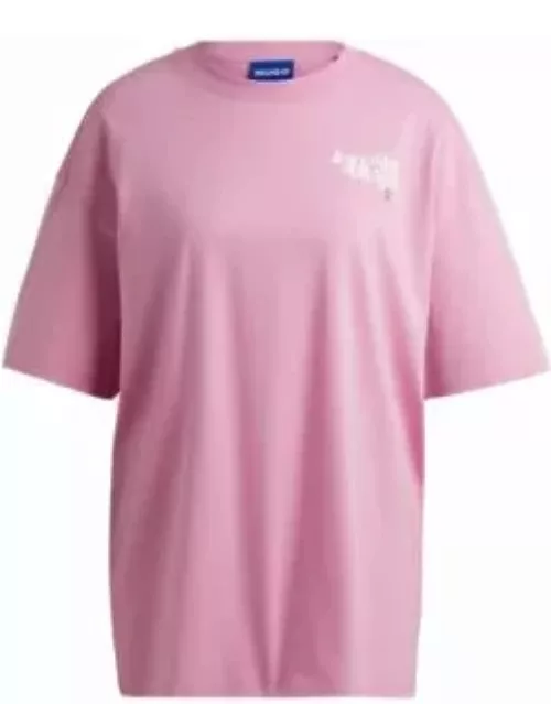 Cotton-jersey T-shirt with seasonal graphic print- Pink Women's T-Shirt