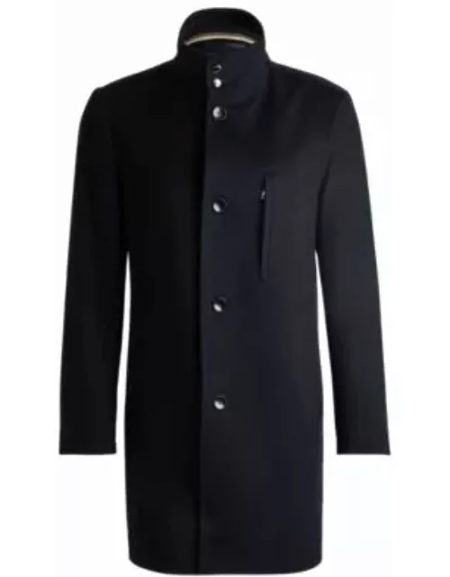 Slim-fit coat in wool and cashmere- Dark Blue Men's Formal Coat