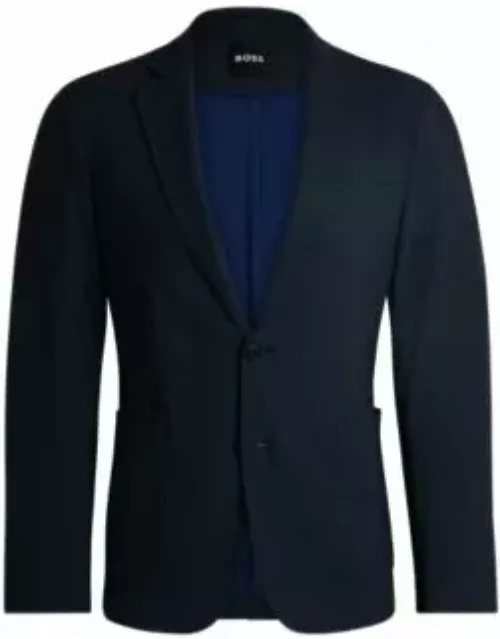 Slim-fit jacket in micro-patterned performance-stretch fabric- Dark Blue Men's Sport Coat