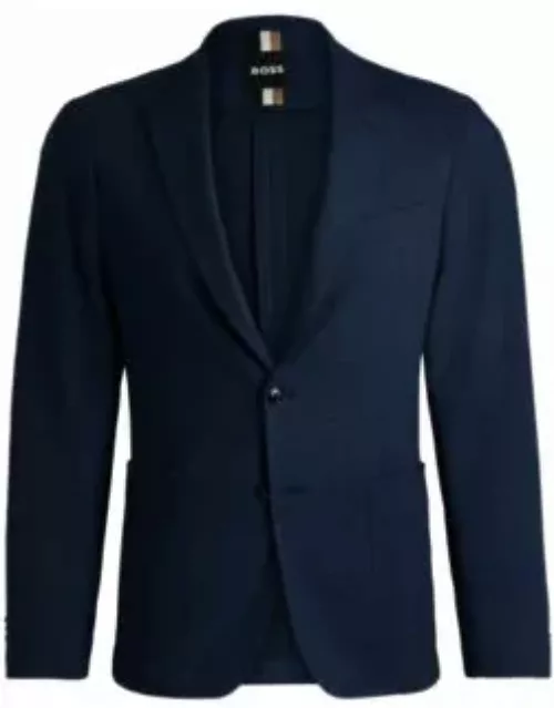Slim-fit jacket in micro-patterned stretch cloth- Dark Blue Men's Sport Coat