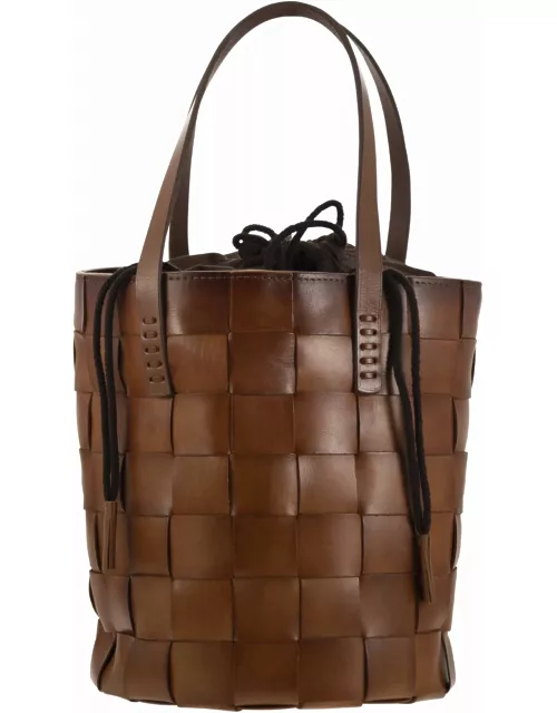 Dragon Diffusion Box Weave Round Bucket - Woven Leather Bucket Bag