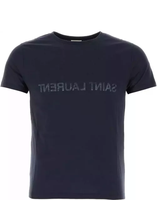 Saint Laurent Navy Blue Cotton T-shirt