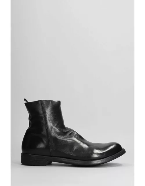 Officine Creative Hive 010 Ankle Boots In Black Leather