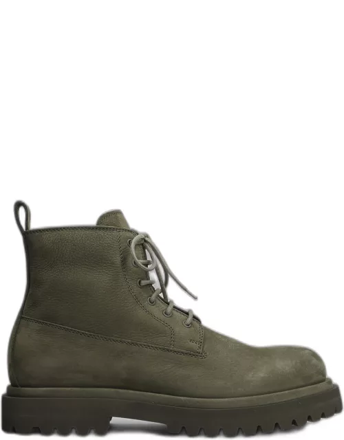 Officine Creative Eventual 020 Combat Boots In Green Suede