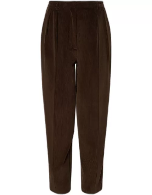 Emmett Corduroy Double-Pleated Tapered Pant