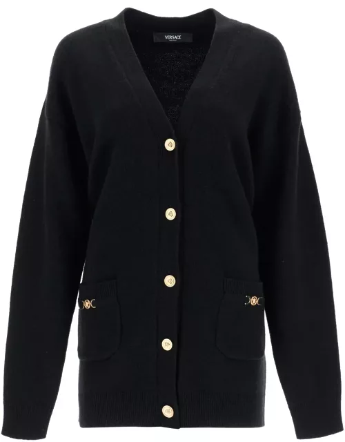 VERSACE boxy wool and cashmere cardigan