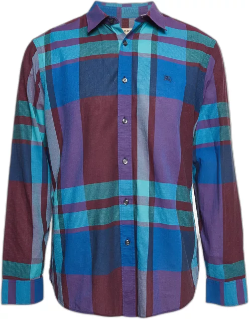 Burberry Purple Checked Cotton Shirt