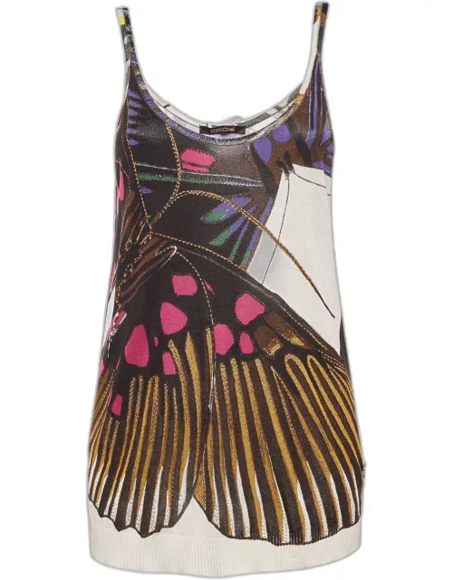 Roberto Cavalli Multicolor Butterfly Print Knit Cami Top
