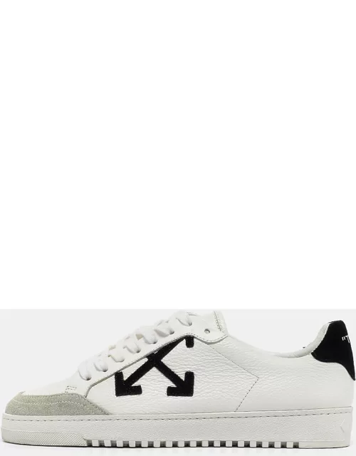 Off-White Grey/White Leather and Suede Low Top Sneaker