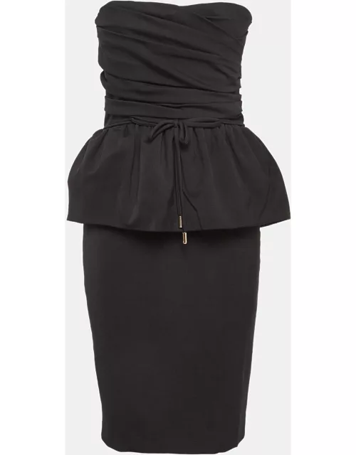 Dsquared2 Black Wool Blend Strapless Mini Dress
