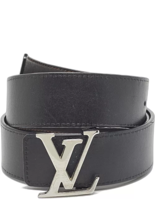 Louis Vuitton Black/Brown Leather LV Initiales Reversible Belt 85C