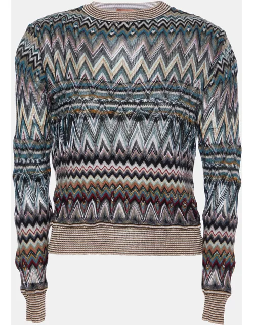 Missoni Multicolor Chevron Knit Long Sleeve Sweater