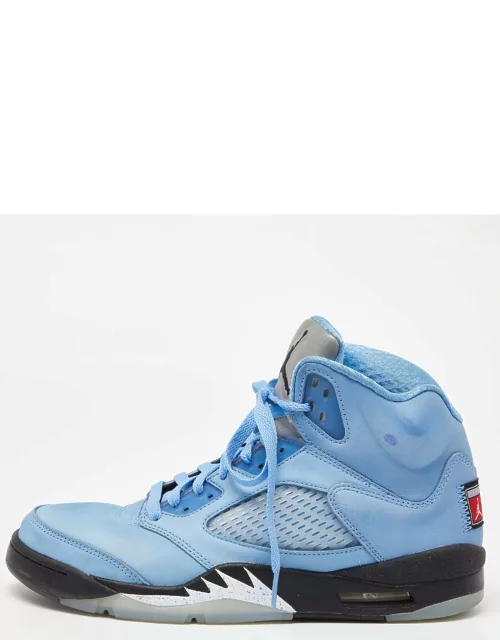 Air Jordans Blue Nubuck Leather Jordan 5 Retro UNC University Blue Sneaker