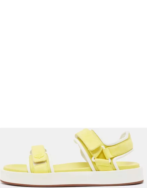 Loro Piana Yellow/White Suede and Fabric Waikiki Sandal