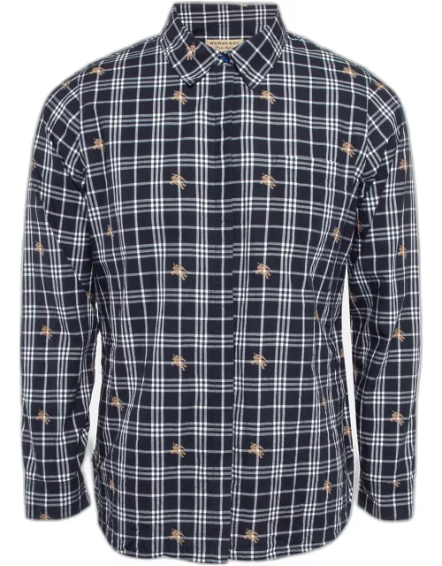 Burberry Blue Equestrian Knight Check Cotton Shirt