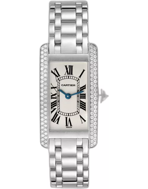 Cartier Tank Americaine White Gold Diamond Ladies Watch WB7018