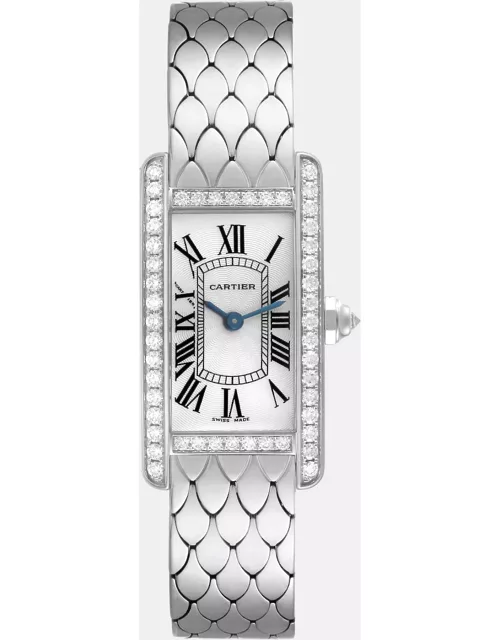 Cartier Tank Americaine White Gold Diamond Ladies Watch WB710009