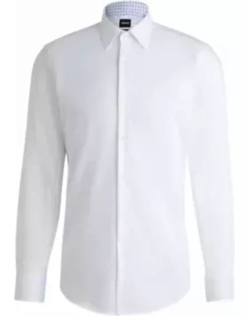 Slim-fit shirt in easy-iron cotton poplin- White Men's Shirt