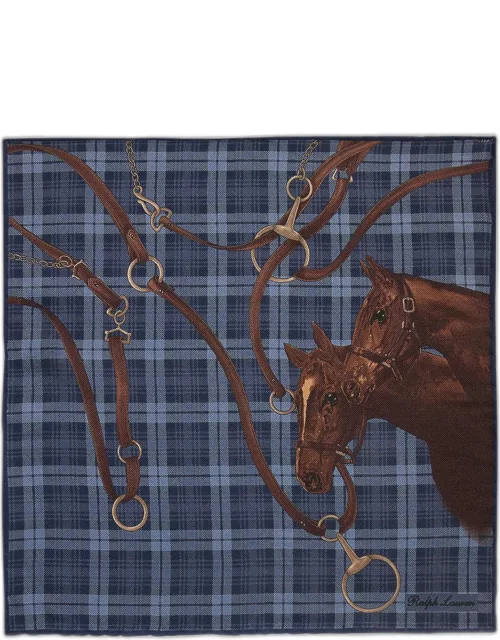 Men's Equestrian Cashmere Silk Pocket Square