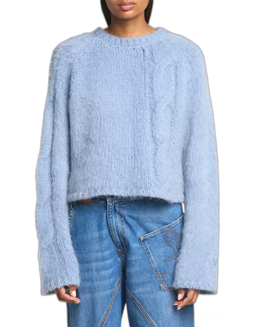 Cropped Cable Mohair Sweater
