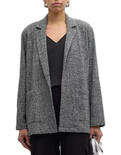 Petite Open-Front Organic Cotton Tweed Blazer
