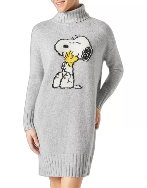 MC2 Saint Barth Woman Knit Dress With Snoopy Jacquard Print peanuts Special Edition