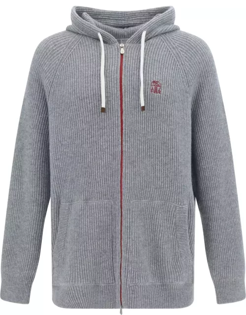 Brunello Cucinelli Logo Embroidered Hooded Cardigan