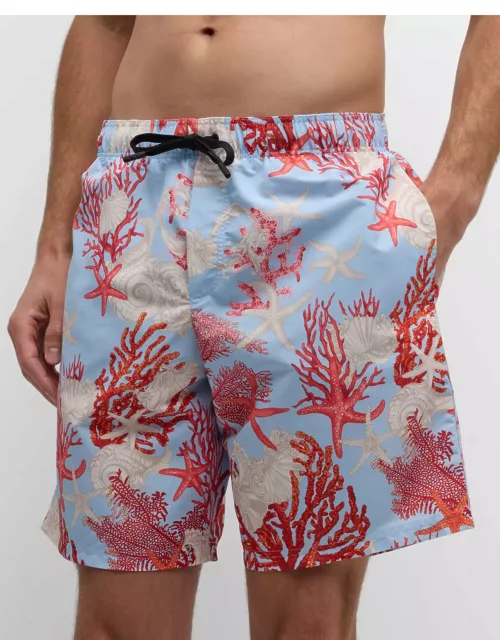 Men's Coral-Print Swim Short
