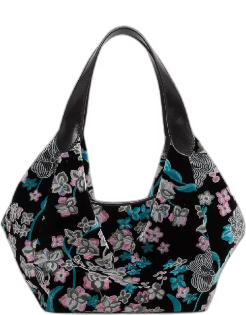 Medium Hobo Bag with Embroidered Flower