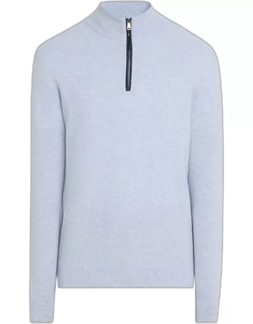 Men's Cashmere Birdseye Quarter-Zip Sweater