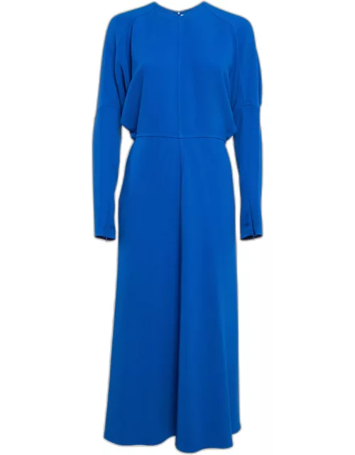 Victoria Beckham Blue Crepe Full Sleeve Midi Dress