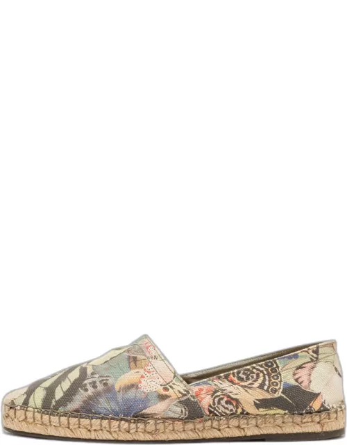 Valentino Multicolor Butterfly Print Canvas Espadrille Flat