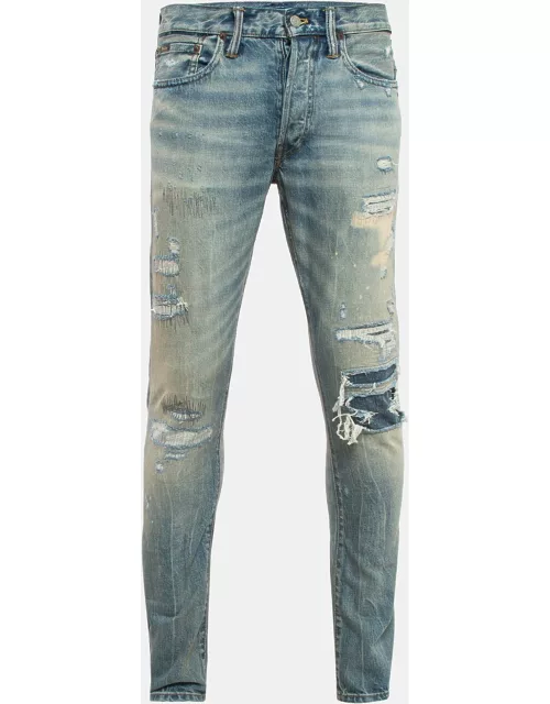 Polo Ralph Lauren Blue Distressed & Washed Denim Jeans M Waist 32"