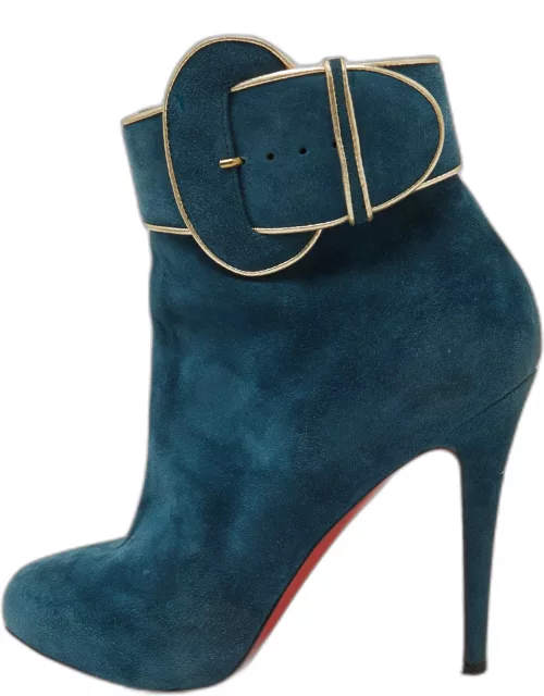 Christian Louboutin Blue Suede Trottinette Ankle Boot