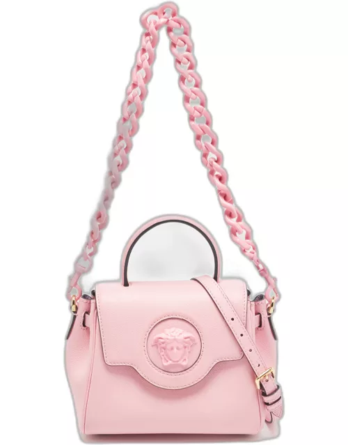 Versace Pink Leather La Medusa Top Handle Bag