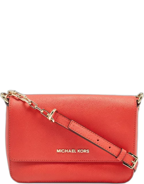 Michael Kors Red Leather Daniela Crossbody Bag