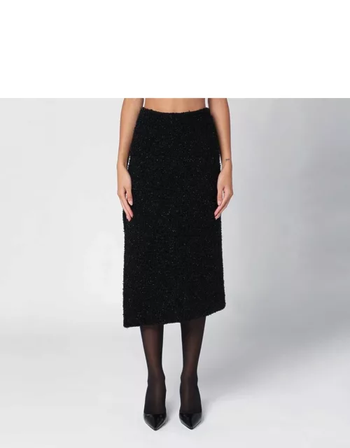Black tweed midi skirt